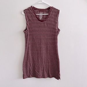 Maroon and white striped dress